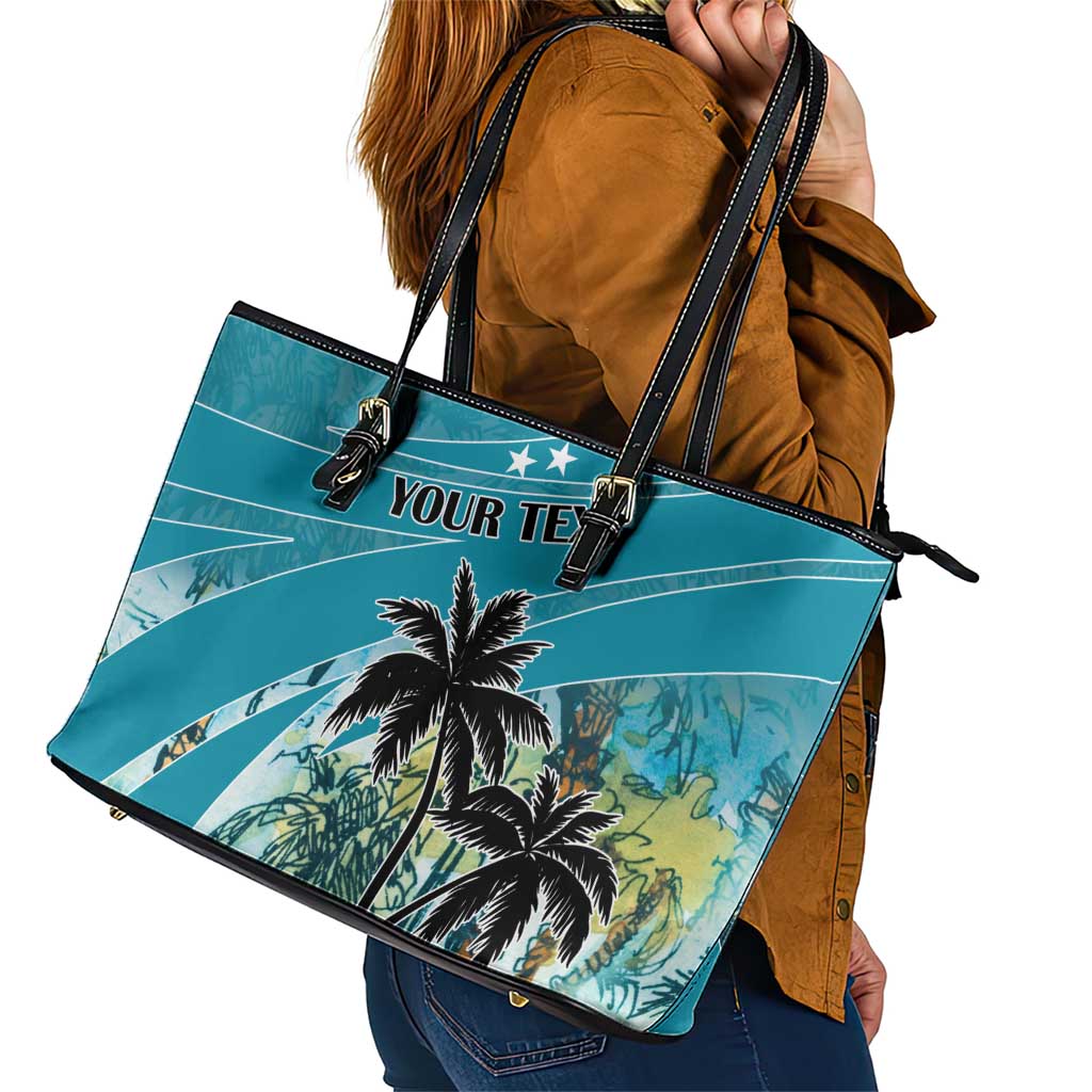Personalized Saint Kitts and Nevis Coconut Palm Tree Leather Tote Bag - Wonder Print Shop