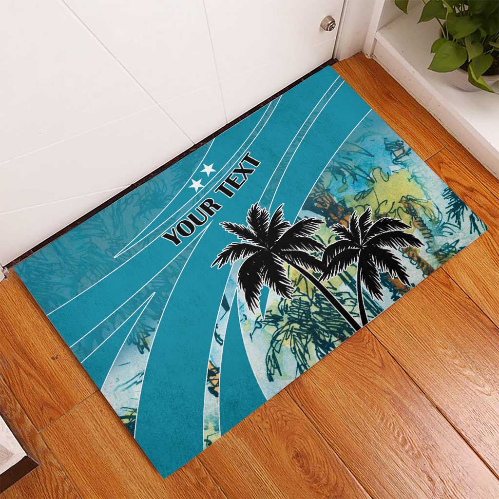 Personalized Saint Kitts and Nevis Coconut Palm Tree Rubber Doormat - Wonder Print Shop