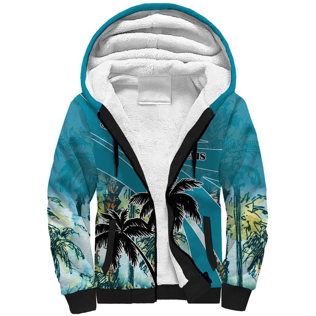 Personalized Saint Kitts and Nevis Coconut Palm Tree Sherpa Hoodie - Wonder Print Shop
