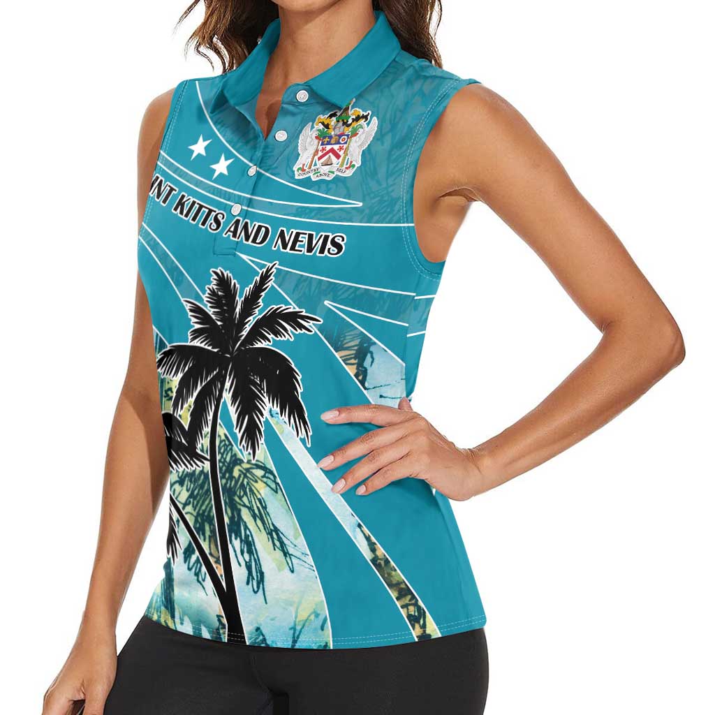 Personalized Saint Kitts and Nevis Coconut Palm Tree Women Sleeveless Polo Shirt - Wonder Print Shop