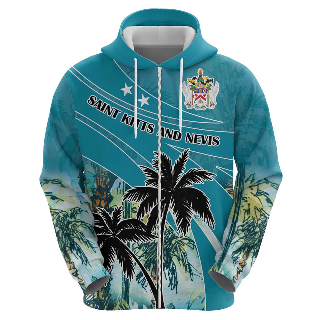 Personalized Saint Kitts and Nevis Coconut Palm Tree Zip Hoodie - Wonder Print Shop