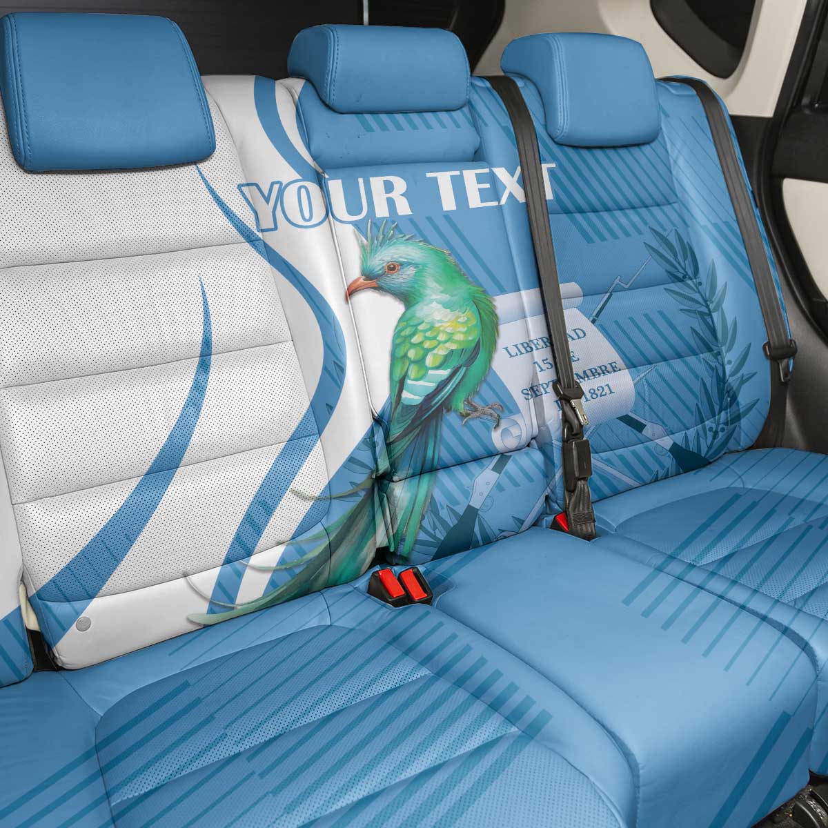 Personalized Guatemala Independence Day Back Car Seat Cover Since 1821 With Quetzal Bird - Wonder Print Shop