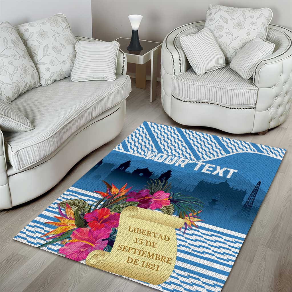 Personalized Guatemala Independence Day Area Rug With Tropical Flower - Wonder Print Shop
