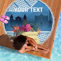 Personalized Guatemala Independence Day Beach Blanket With Tropical Flower - Wonder Print Shop