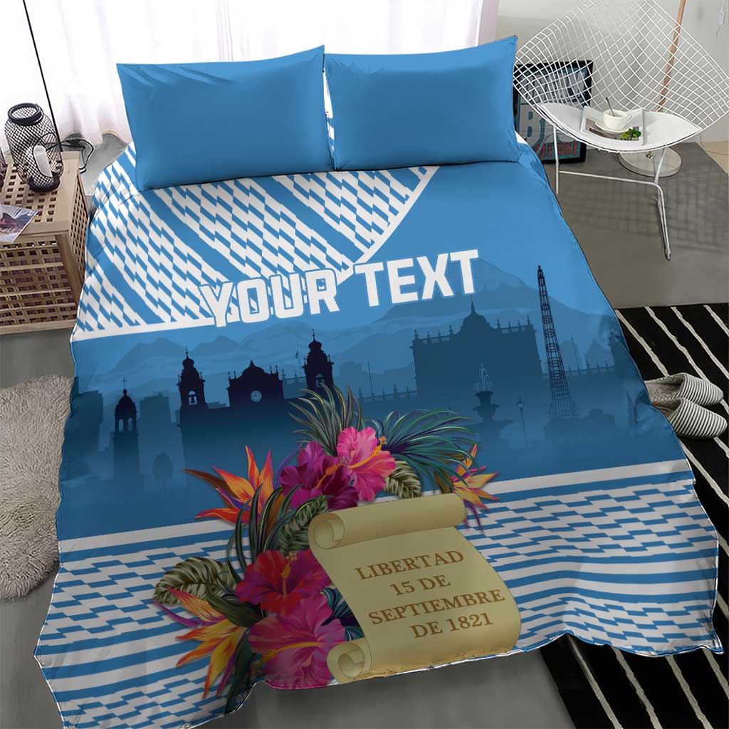 Personalized Guatemala Independence Day Bedding Set With Tropical Flower - Wonder Print Shop