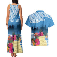Personalized Guatemala Independence Day Couples Matching Tank Maxi Dress and Hawaiian Shirt With Tropical Flower - Wonder Print Shop