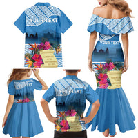 Personalized Guatemala Independence Day Family Matching Mermaid Dress and Hawaiian Shirt With Tropical Flower - Wonder Print Shop