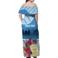 Personalized Guatemala Independence Day Family Matching Off Shoulder Maxi Dress and Hawaiian Shirt With Tropical Flower - Wonder Print Shop