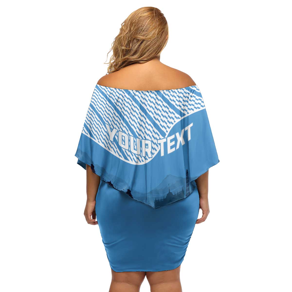 Personalized Guatemala Independence Day Family Matching Off Shoulder Short Dress and Hawaiian Shirt With Tropical Flower - Wonder Print Shop