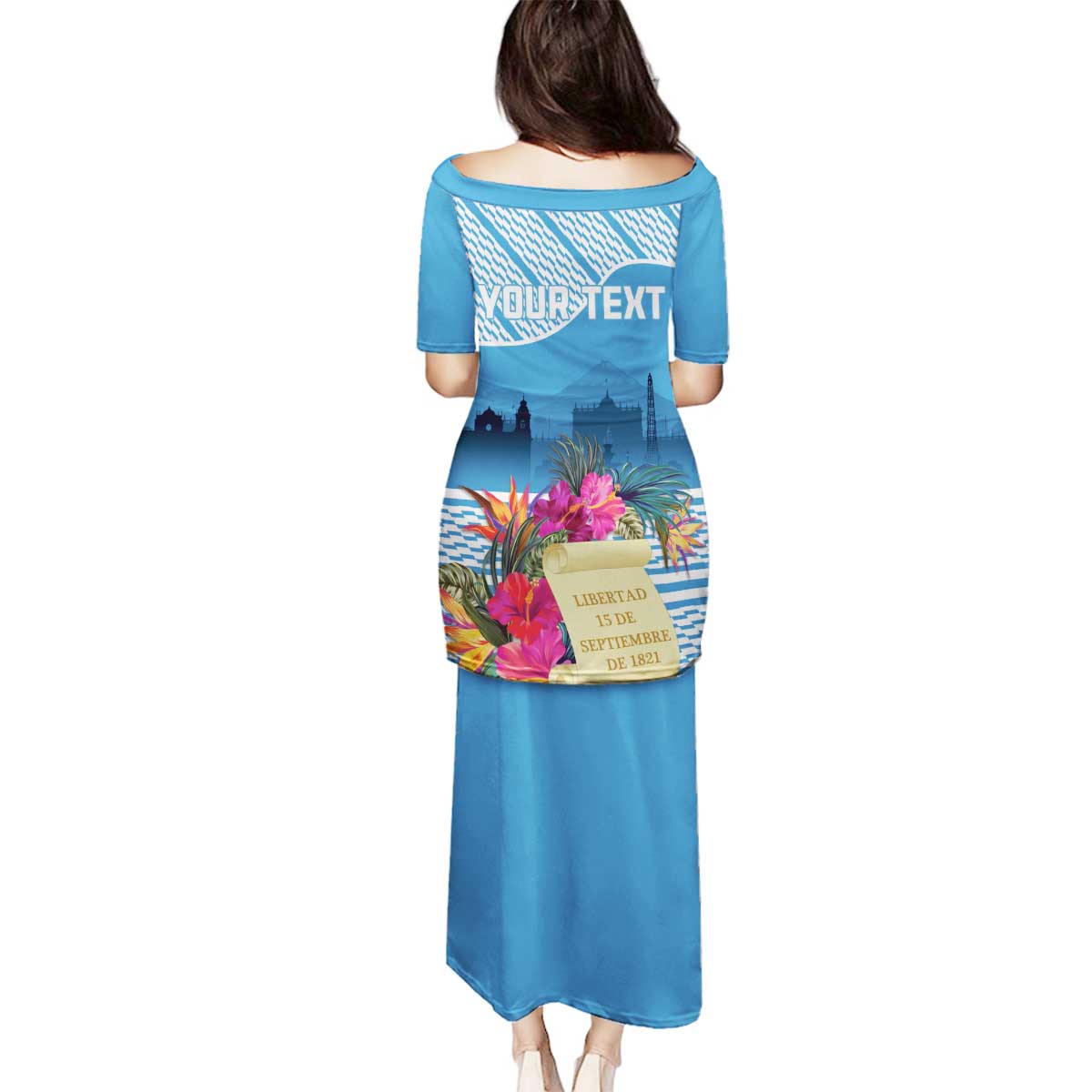 Personalized Guatemala Independence Day Family Matching Puletasi and Hawaiian Shirt With Tropical Flower - Wonder Print Shop