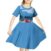 Personalized Guatemala Independence Day Kid Short Sleeve Dress With Tropical Flower - Wonder Print Shop