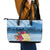 Personalized Guatemala Independence Day Leather Tote Bag With Tropical Flower - Wonder Print Shop