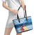 Personalized Guatemala Independence Day Leather Tote Bag With Tropical Flower - Wonder Print Shop