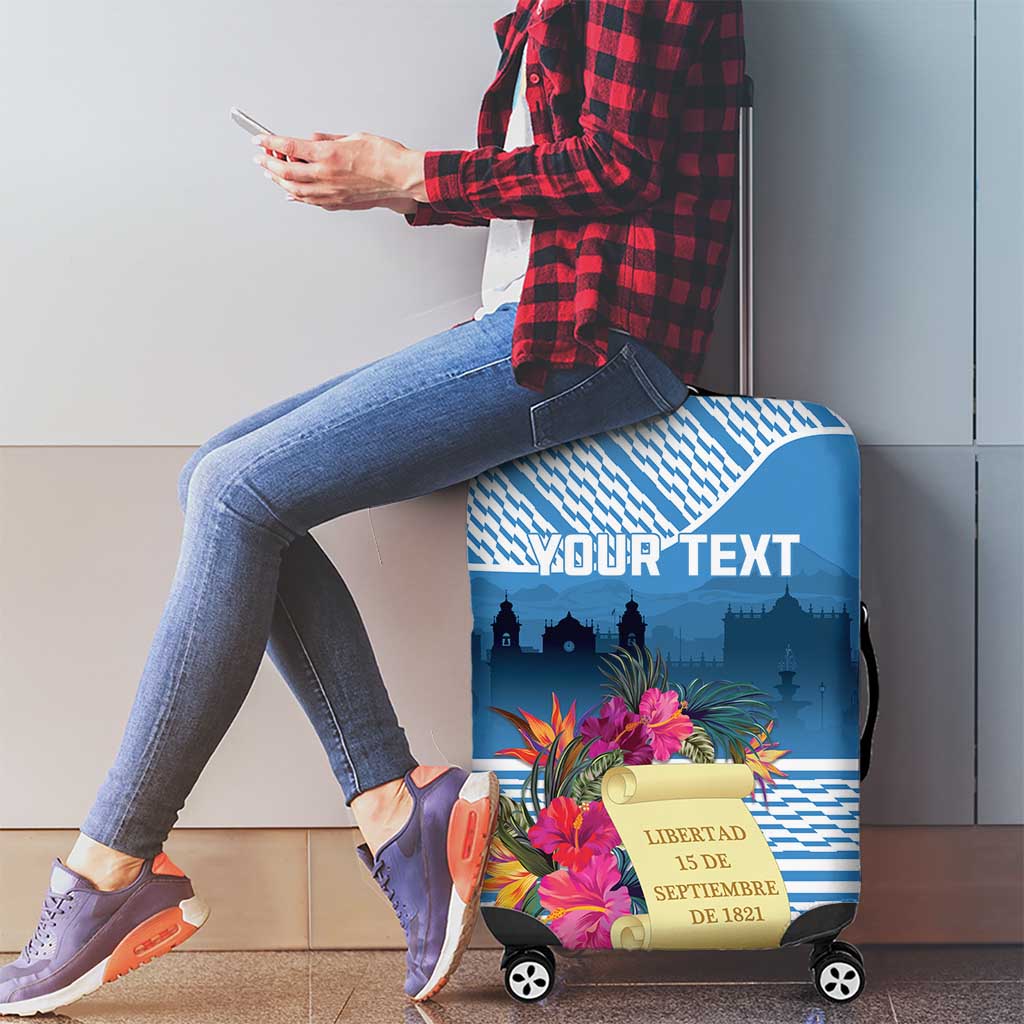 Personalized Guatemala Independence Day Luggage Cover With Tropical Flower - Wonder Print Shop