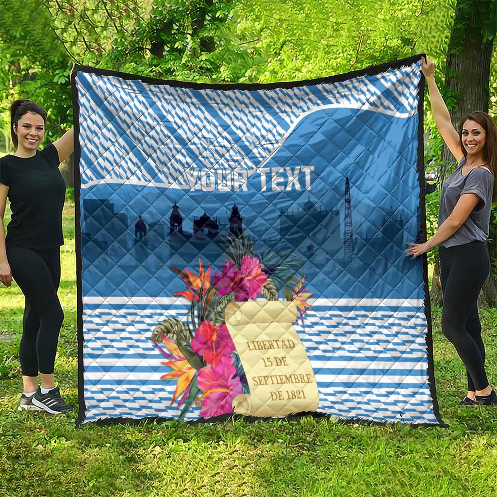 Personalized Guatemala Independence Day Quilt With Tropical Flower - Wonder Print Shop