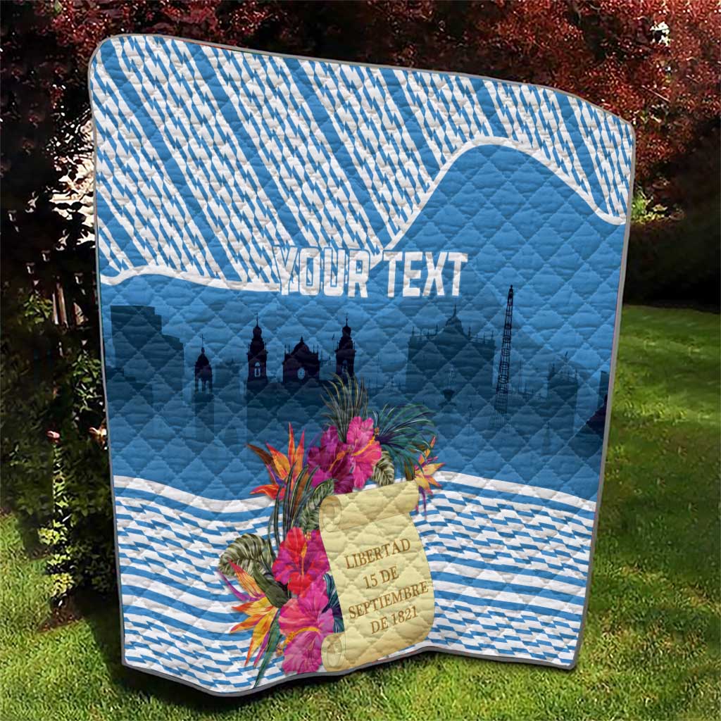 Personalized Guatemala Independence Day Quilt With Tropical Flower - Wonder Print Shop