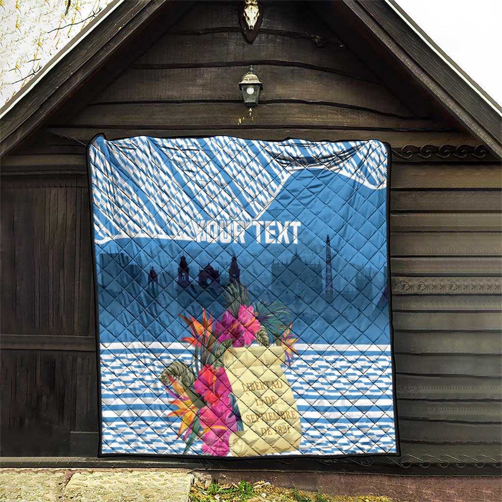 Personalized Guatemala Independence Day Quilt With Tropical Flower - Wonder Print Shop