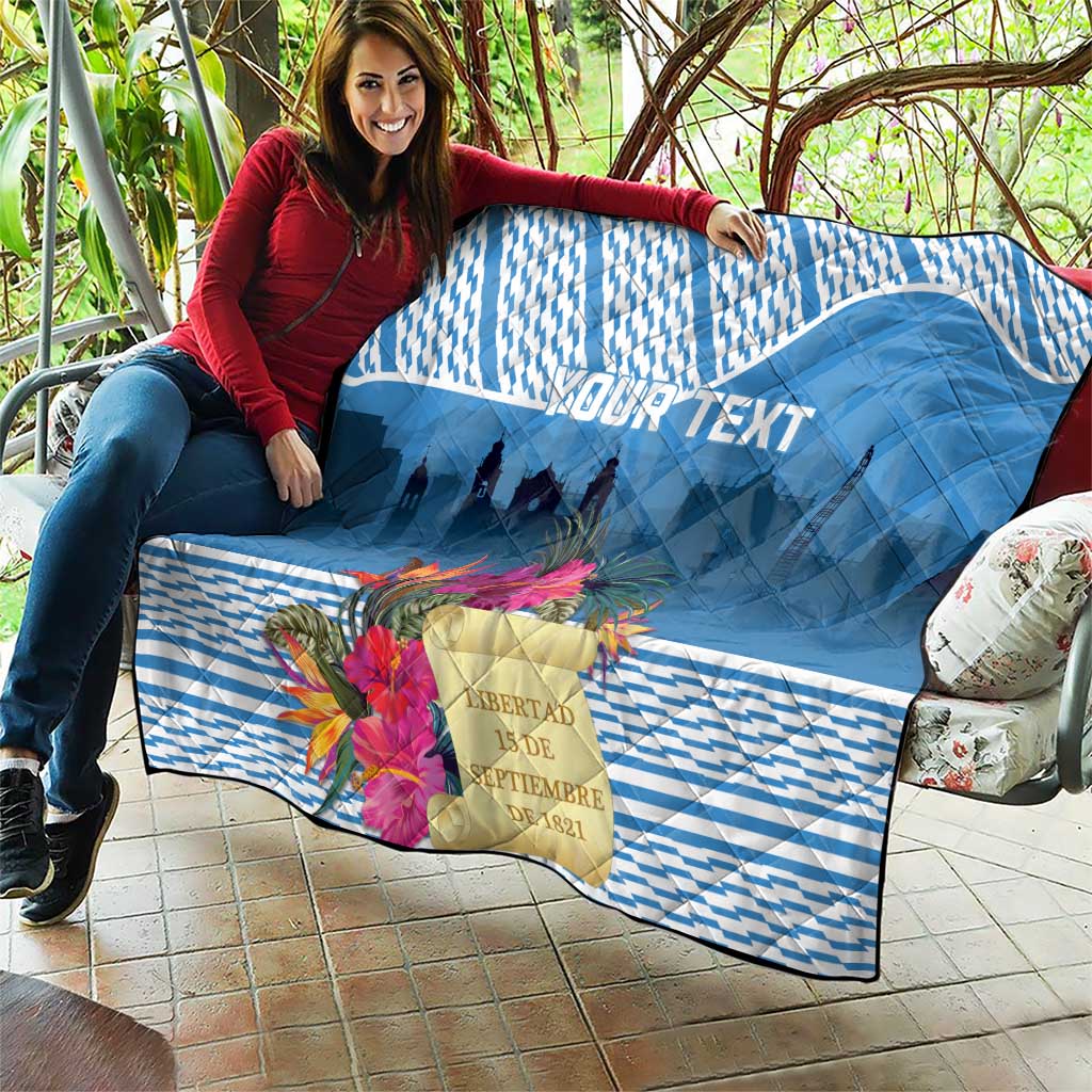 Personalized Guatemala Independence Day Quilt With Tropical Flower - Wonder Print Shop