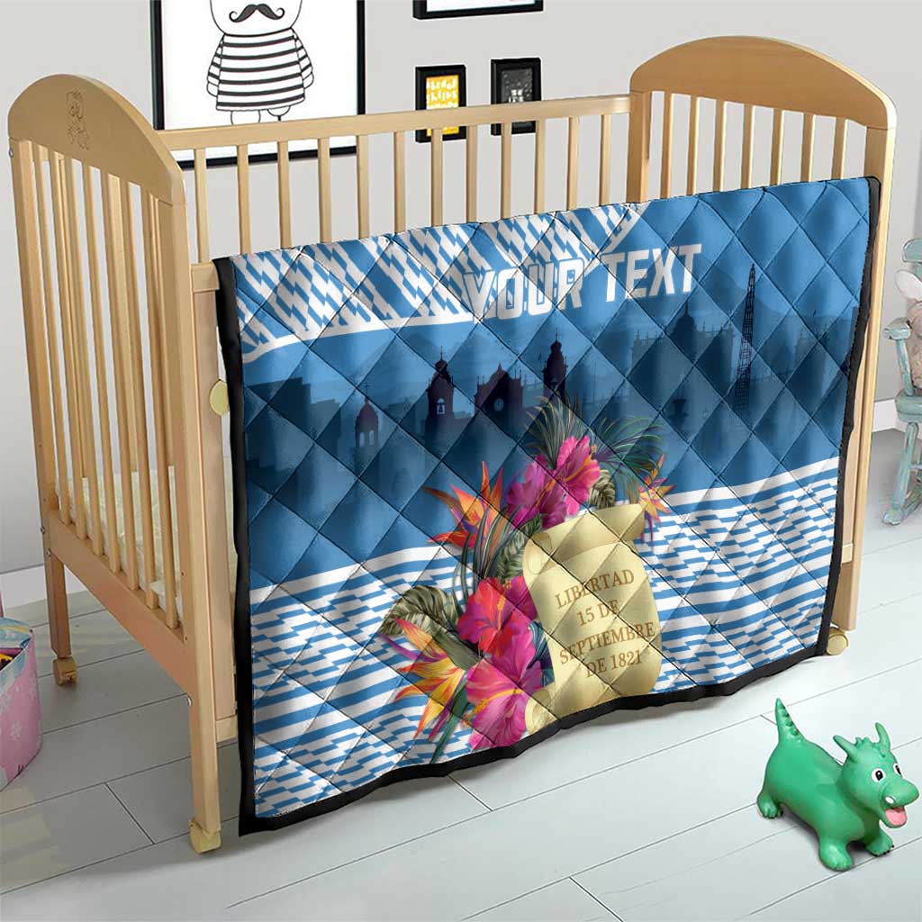 Personalized Guatemala Independence Day Quilt With Tropical Flower - Wonder Print Shop