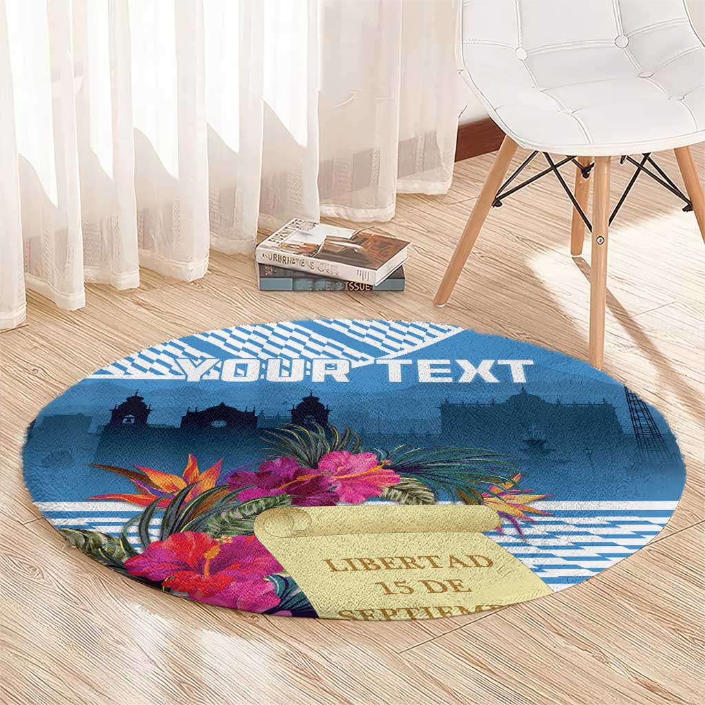 Personalized Guatemala Independence Day Round Carpet With Tropical Flower