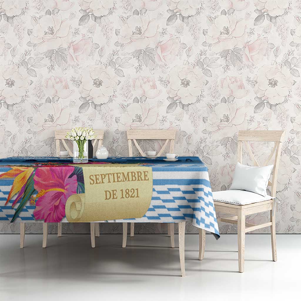 Personalized Guatemala Independence Day Tablecloth With Tropical Flower - Wonder Print Shop