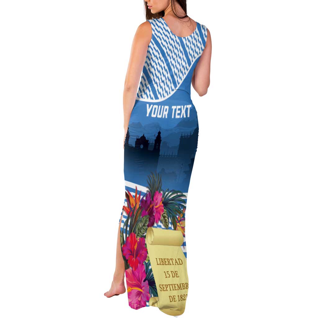 Personalized Guatemala Independence Day Tank Maxi Dress With Tropical Flower - Wonder Print Shop