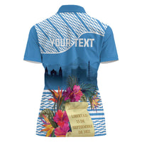 Personalized Guatemala Independence Day Women Polo Shirt With Tropical Flower - Wonder Print Shop