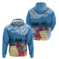 Personalized Guatemala Independence Day Zip Hoodie With Tropical Flower - Wonder Print Shop