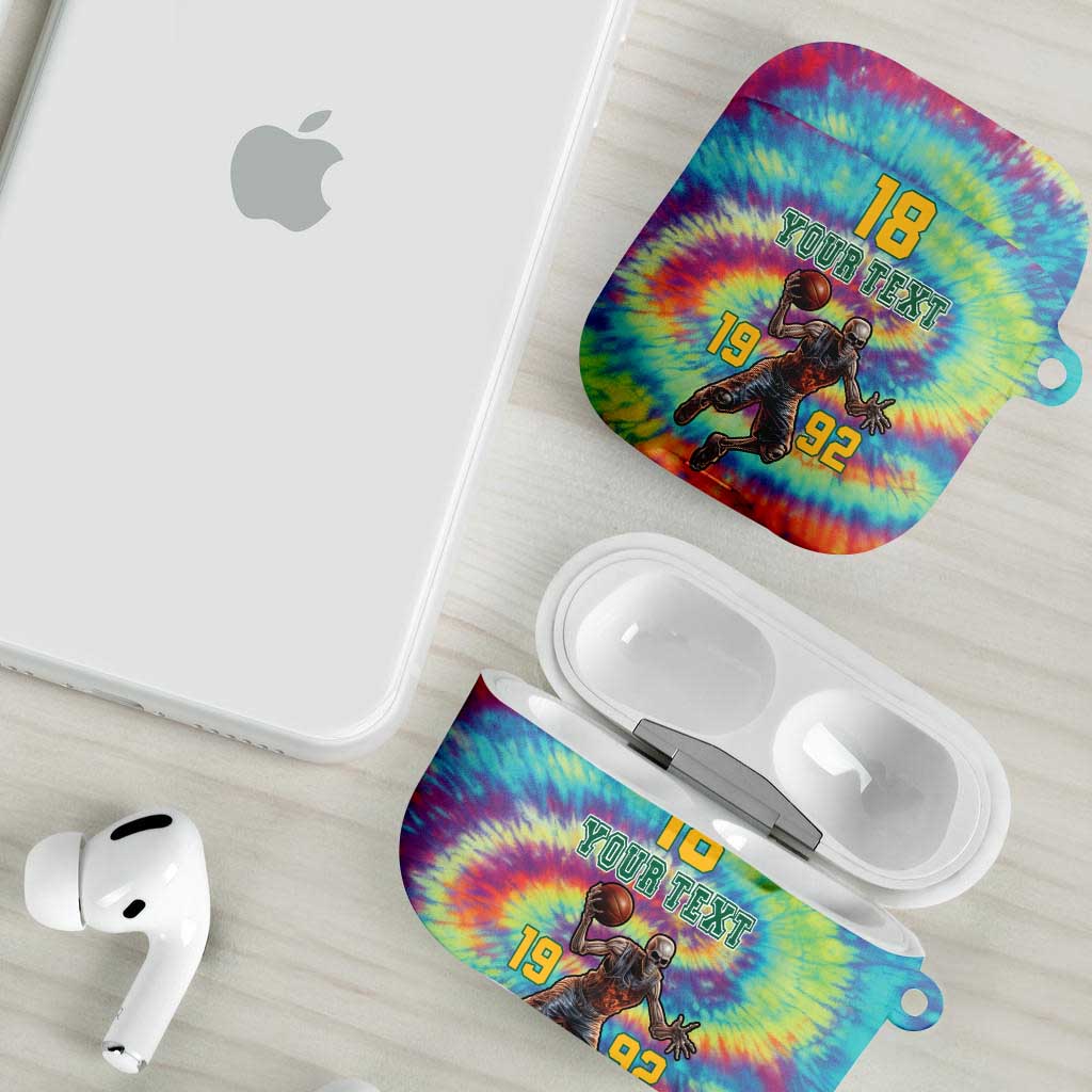 Custom Lithuania Basketball Skeleton 1992 AirPods Case Tie Dye Pattern - Wonder Print Shop
