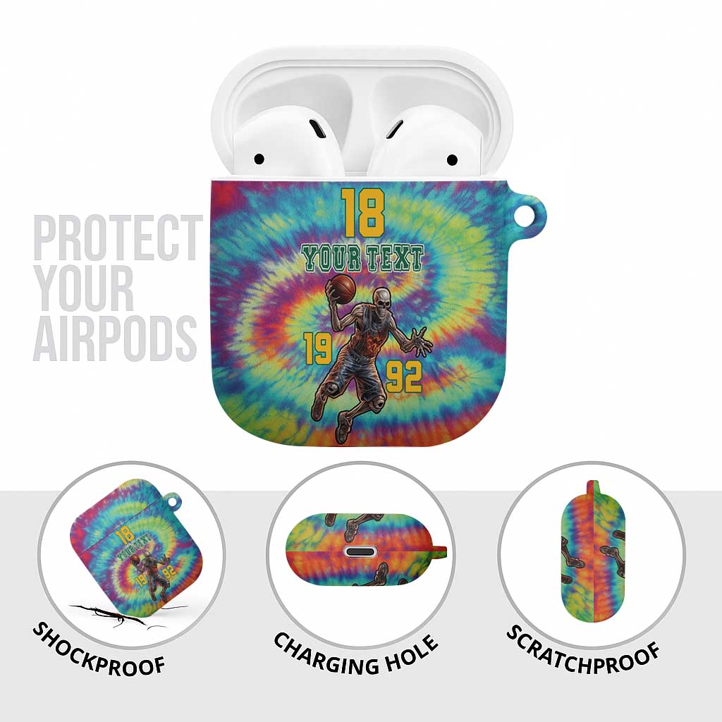 Custom Lithuania Basketball Skeleton 1992 AirPods Case Tie Dye Pattern - Wonder Print Shop
