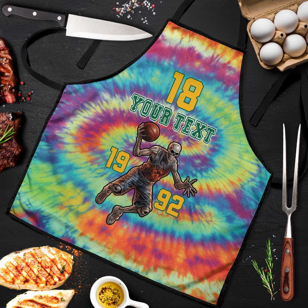 Custom Lithuania Basketball Skeleton 1992 Apron Tie Dye Pattern - Wonder Print Shop