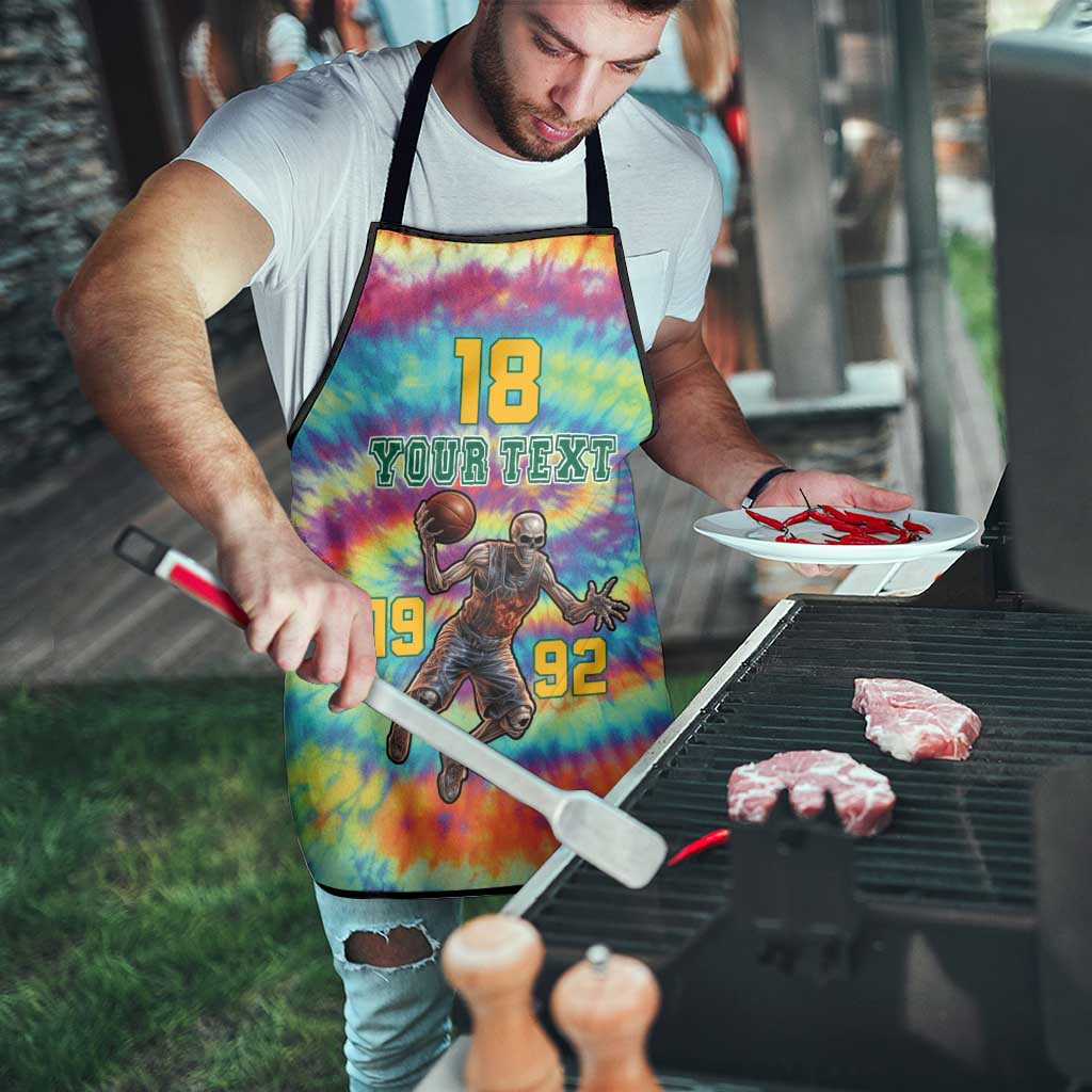 Custom Lithuania Basketball Skeleton 1992 Apron Tie Dye Pattern - Wonder Print Shop