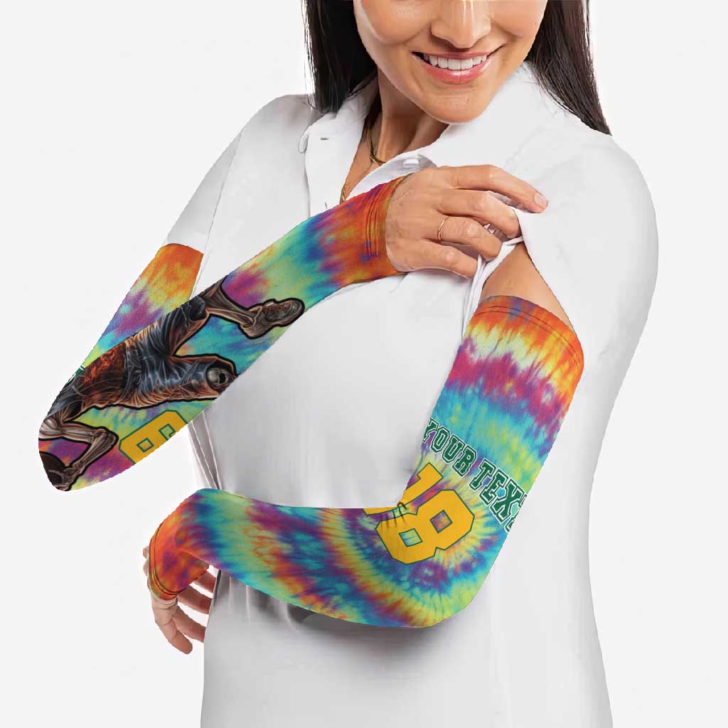 Custom Lithuania Basketball Skeleton 1992 Arm Sleeves Tie Dye Pattern - Wonder Print Shop