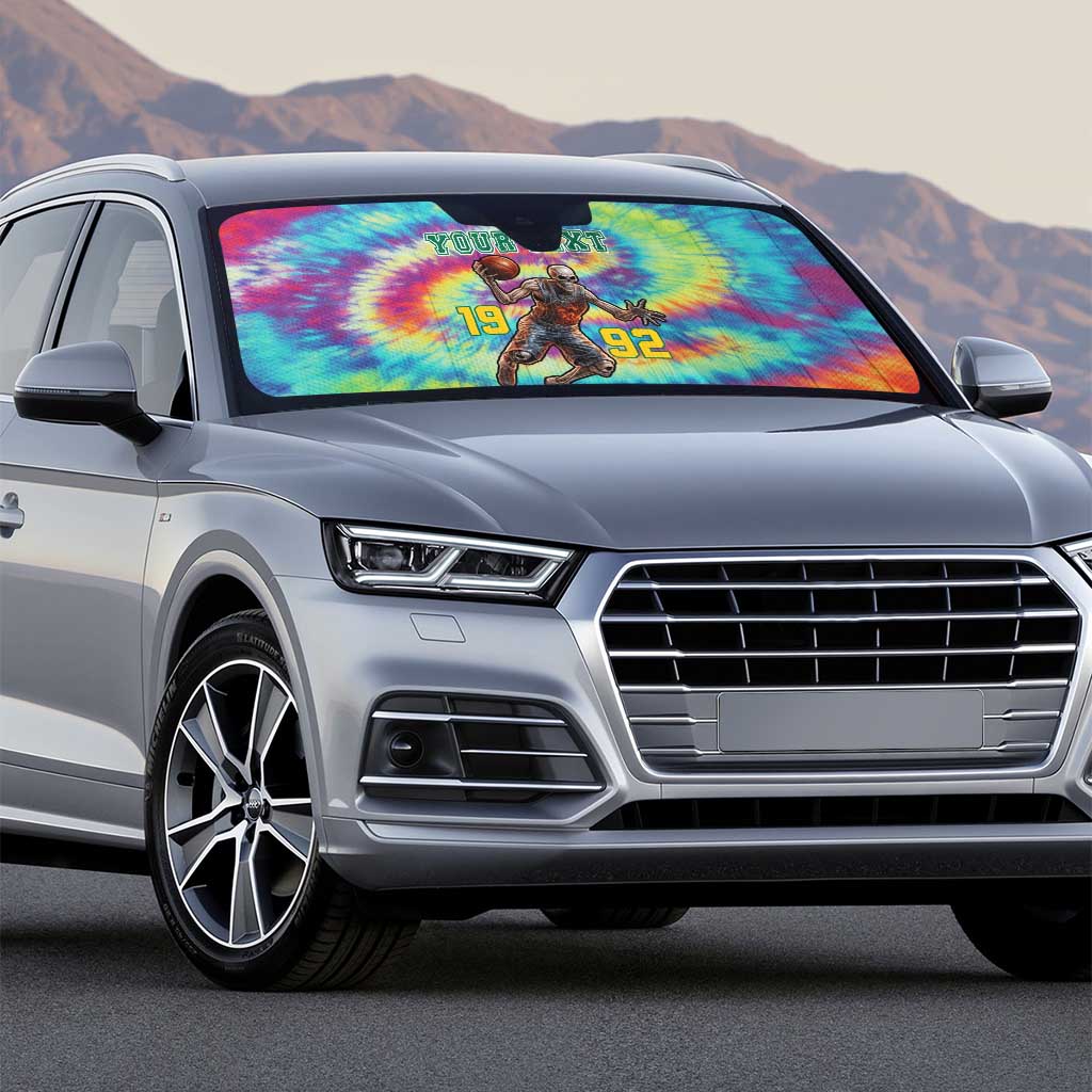 Custom Lithuania Basketball Skeleton 1992 Auto Sun Shade Tie Dye Pattern - Wonder Print Shop