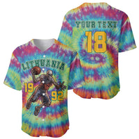 Custom Lithuania Basketball Skeleton 1992 Baseball Jersey Tie Dye Pattern - Wonder Print Shop