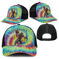 Lithuania Basketball Skeleton 1992 Baseball Net Cap Tie Dye Pattern - Wonder Print Shop
