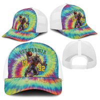 Lithuania Basketball Skeleton 1992 Baseball Net Cap Tie Dye Pattern - Wonder Print Shop