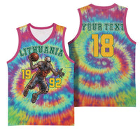 Custom Lithuania Basketball Skeleton 1992 Basketball Jersey Tie Dye Pattern - Wonder Print Shop