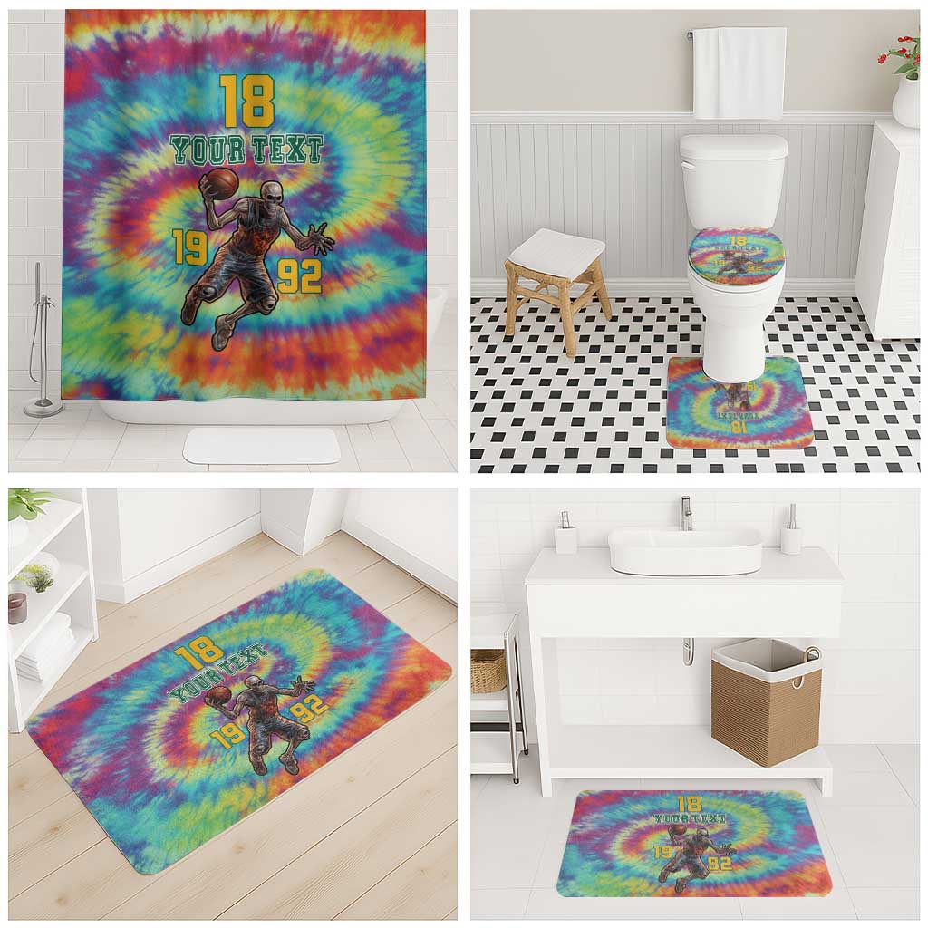 Custom Lithuania Basketball Skeleton 1992 Bathroom Set Tie Dye Pattern - Wonder Print Shop