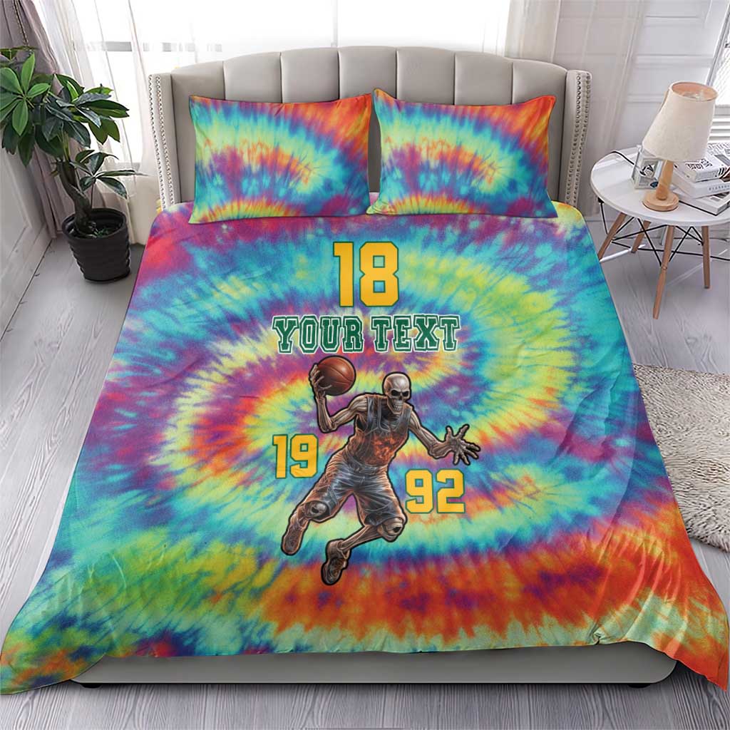 Custom Lithuania Basketball Skeleton 1992 Bedding Set Tie Dye Pattern - Wonder Print Shop