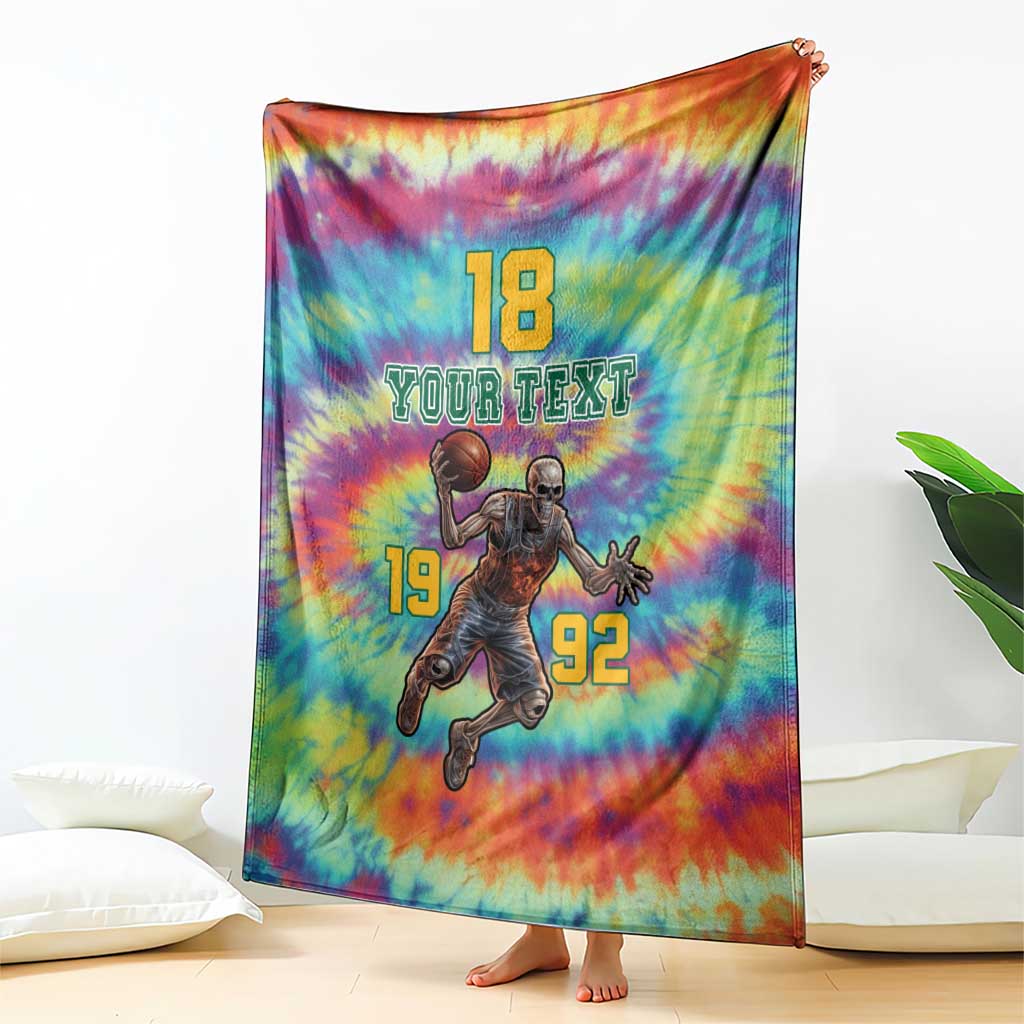 Custom Lithuania Basketball Skeleton 1992 Blanket Tie Dye Pattern - Wonder Print Shop