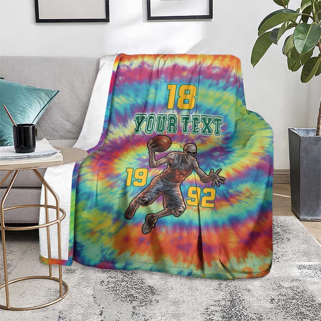 Custom Lithuania Basketball Skeleton 1992 Blanket Tie Dye Pattern - Wonder Print Shop