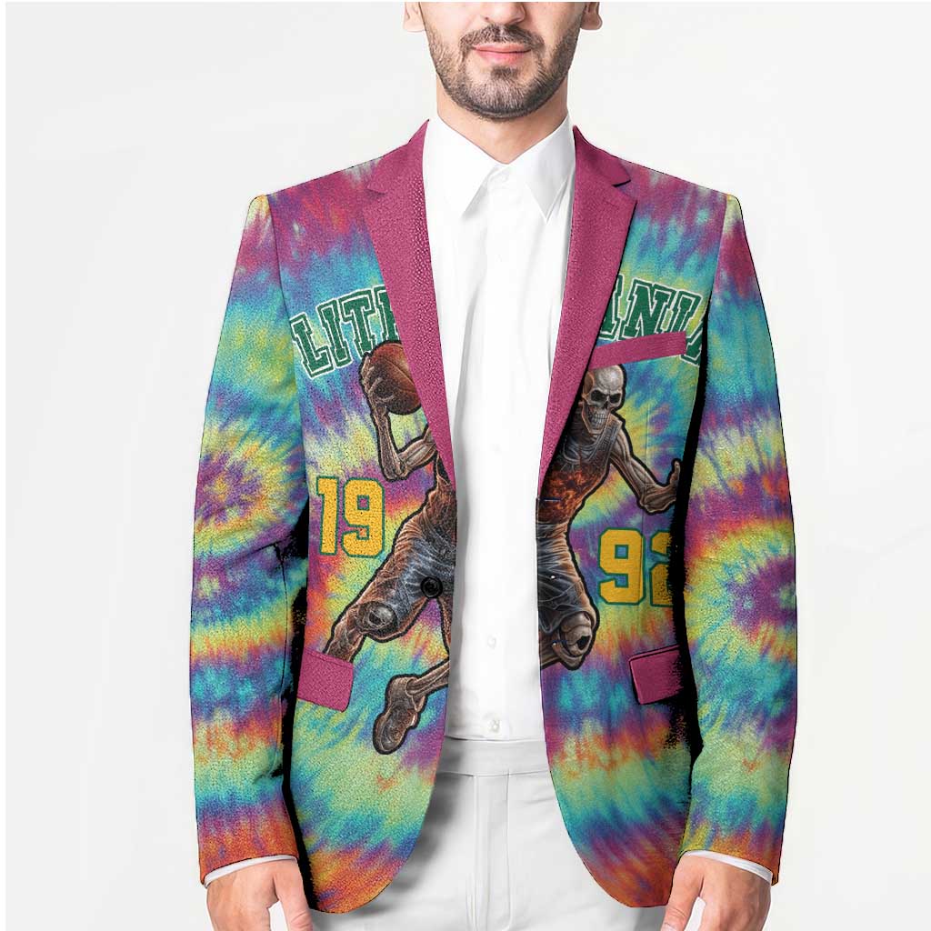 Custom Lithuania Basketball Skeleton 1992 Blazer Tie Dye Pattern - Wonder Print Shop