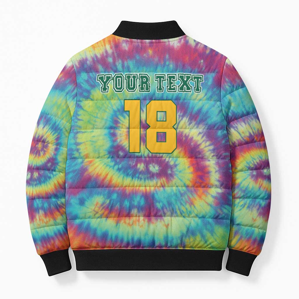 Custom Lithuania Basketball Skeleton 1992 Bomber Puffer Jacket Tie Dye Pattern - Wonder Print Shop