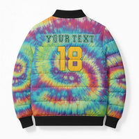 Custom Lithuania Basketball Skeleton 1992 Bomber Puffer Jacket Tie Dye Pattern - Wonder Print Shop