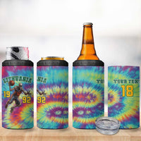 Custom Lithuania Basketball Skeleton 1992 4 in 1 Can Cooler Tumbler Tie Dye Pattern - Wonder Print Shop