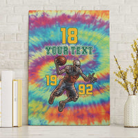 Custom Lithuania Basketball Skeleton 1992 Canvas Wall Art Tie Dye Pattern - Wonder Print Shop