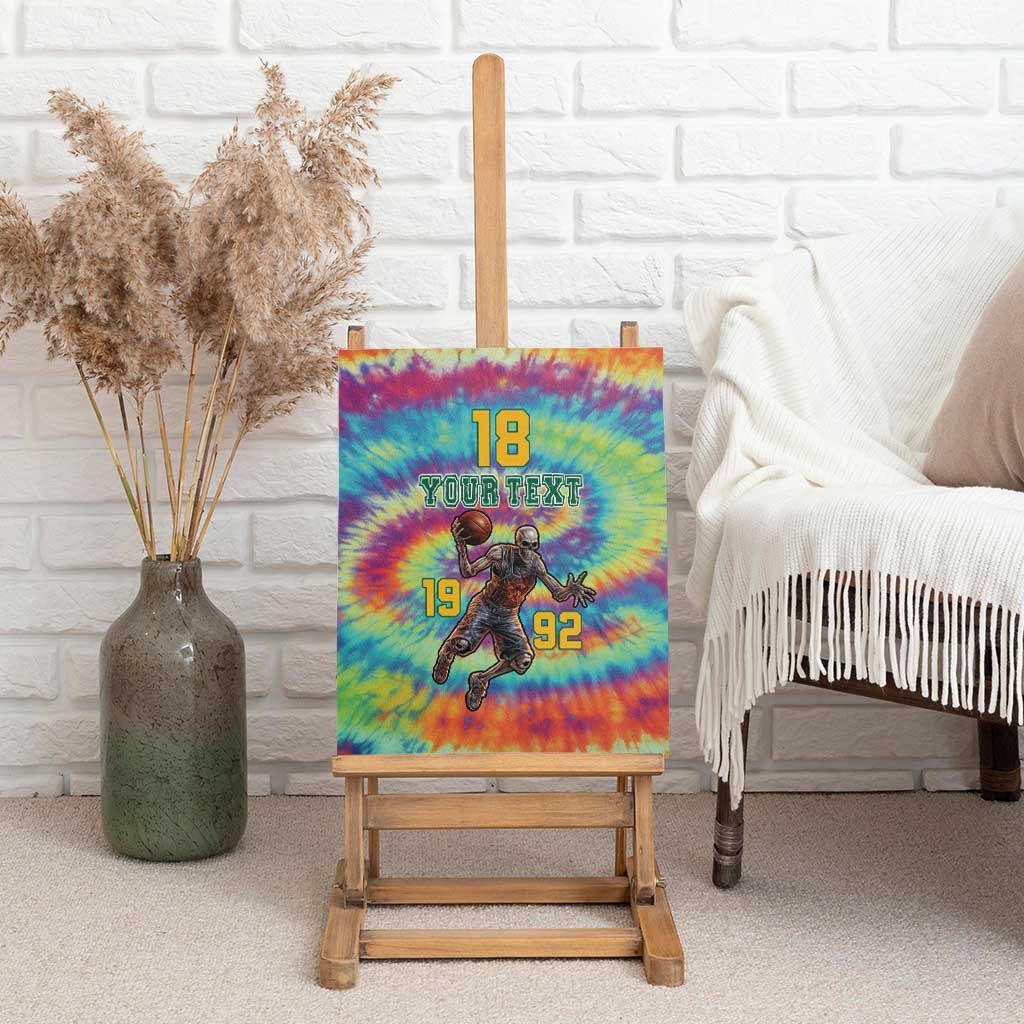 Custom Lithuania Basketball Skeleton 1992 Canvas Wall Art Tie Dye Pattern - Wonder Print Shop