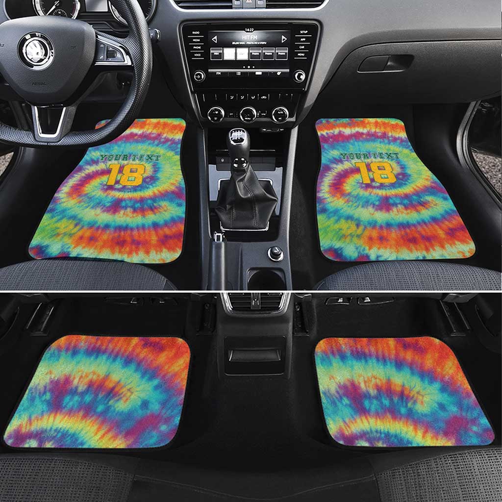 Custom Lithuania Basketball Skeleton 1992 Car Mats Tie Dye Pattern - Wonder Print Shop