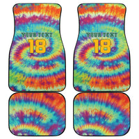 Custom Lithuania Basketball Skeleton 1992 Car Mats Tie Dye Pattern - Wonder Print Shop